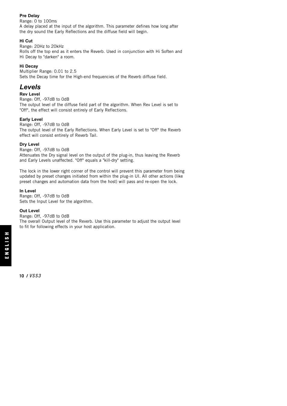 Levels | TC Electronic VSS3 TDM User Manual | Page 10 / 22
