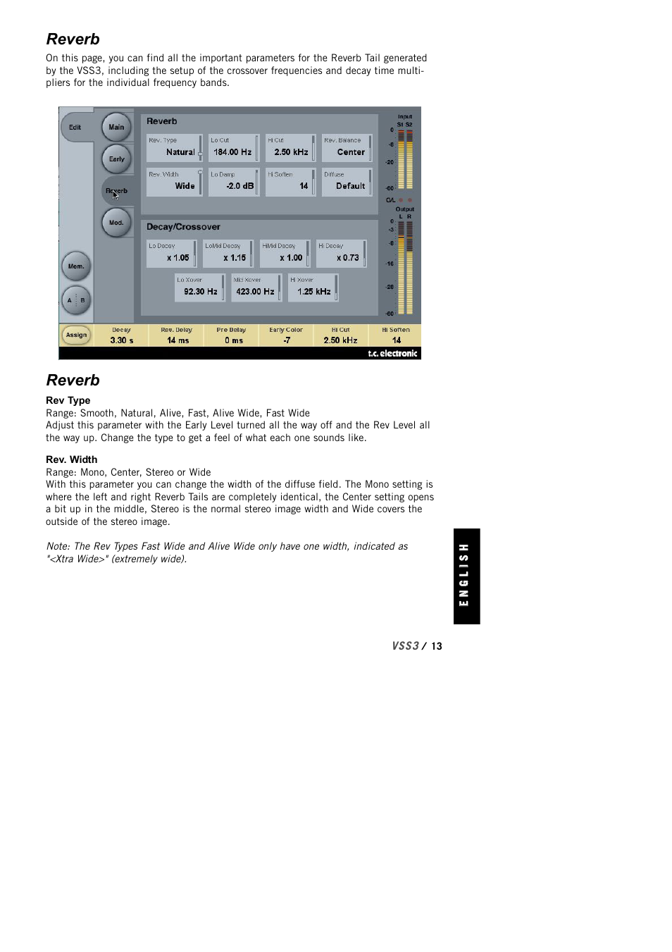 Reverb | TC Electronic VSS3 TDM User Manual | Page 13 / 22