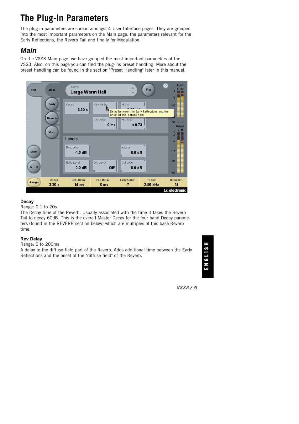The plug-in parameters, Main | TC Electronic VSS3 TDM User Manual | Page 9 / 22