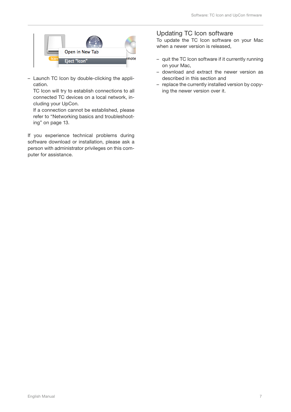 Updating tc icon software | TC Electronic UpCon User Manual | Page 11 / 48