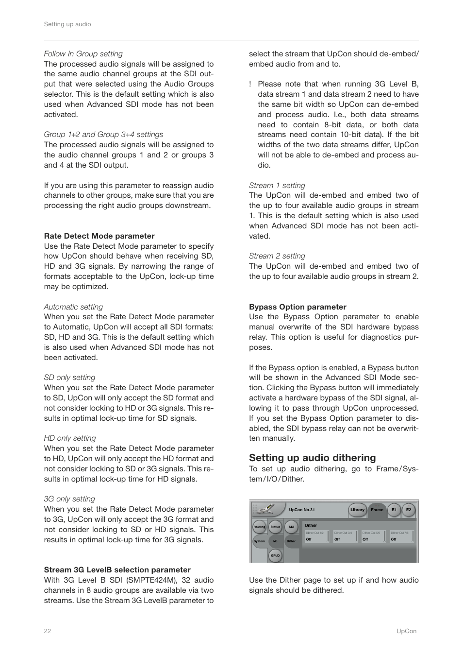 Setting up audio dithering | TC Electronic UpCon User Manual | Page 26 / 48