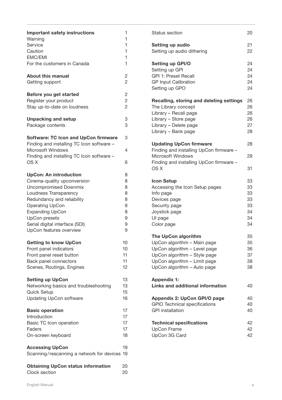 TC Electronic UpCon User Manual | Page 3 / 48
