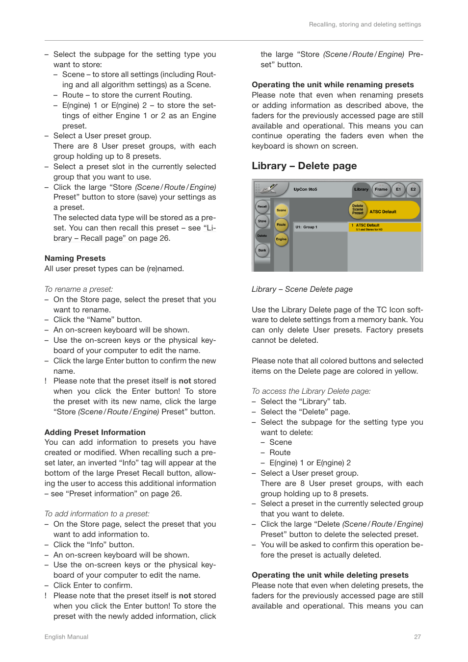 Library – delete page | TC Electronic UpCon User Manual | Page 31 / 48
