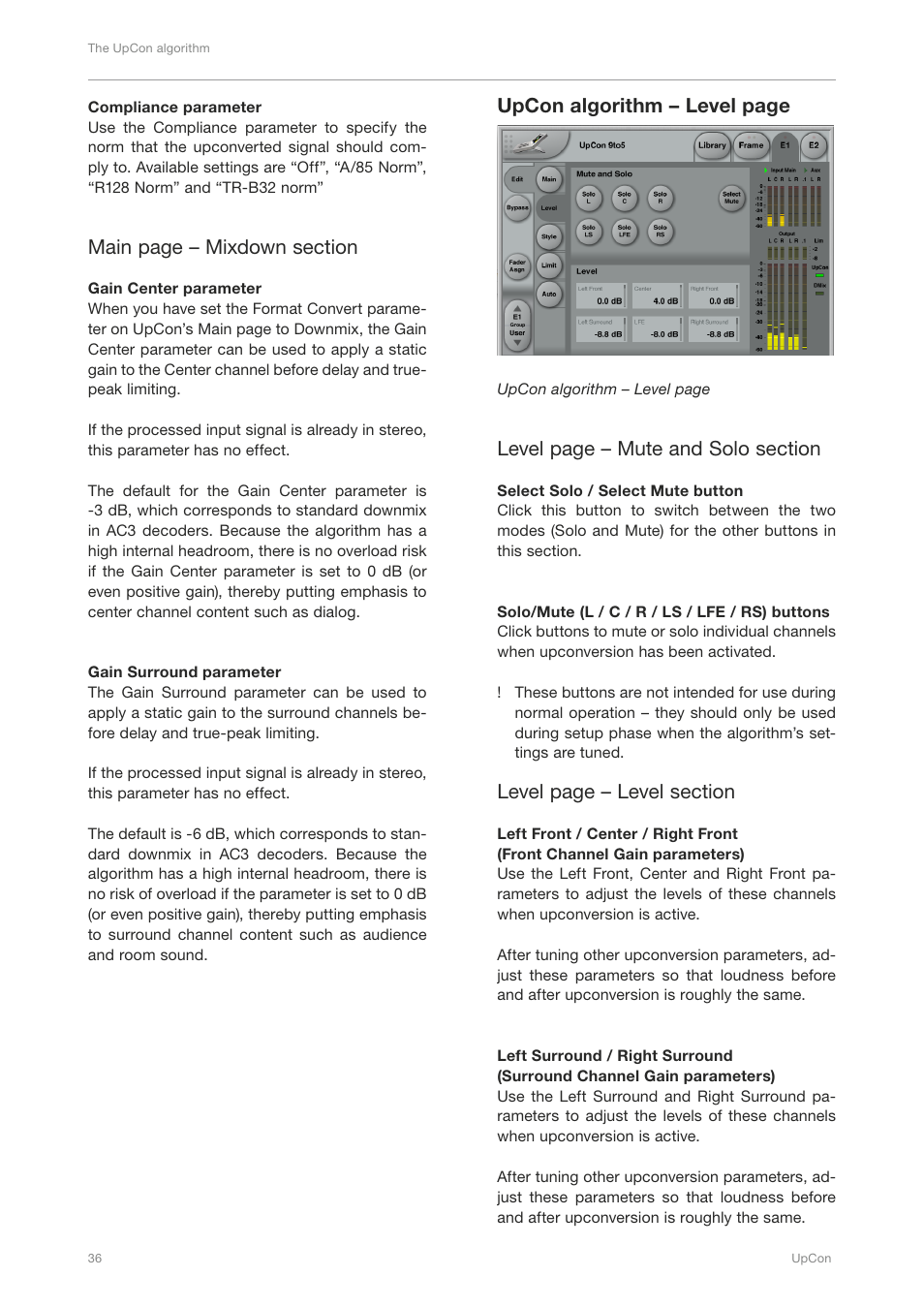Upcon algorithm – level page | TC Electronic UpCon User Manual | Page 40 / 48