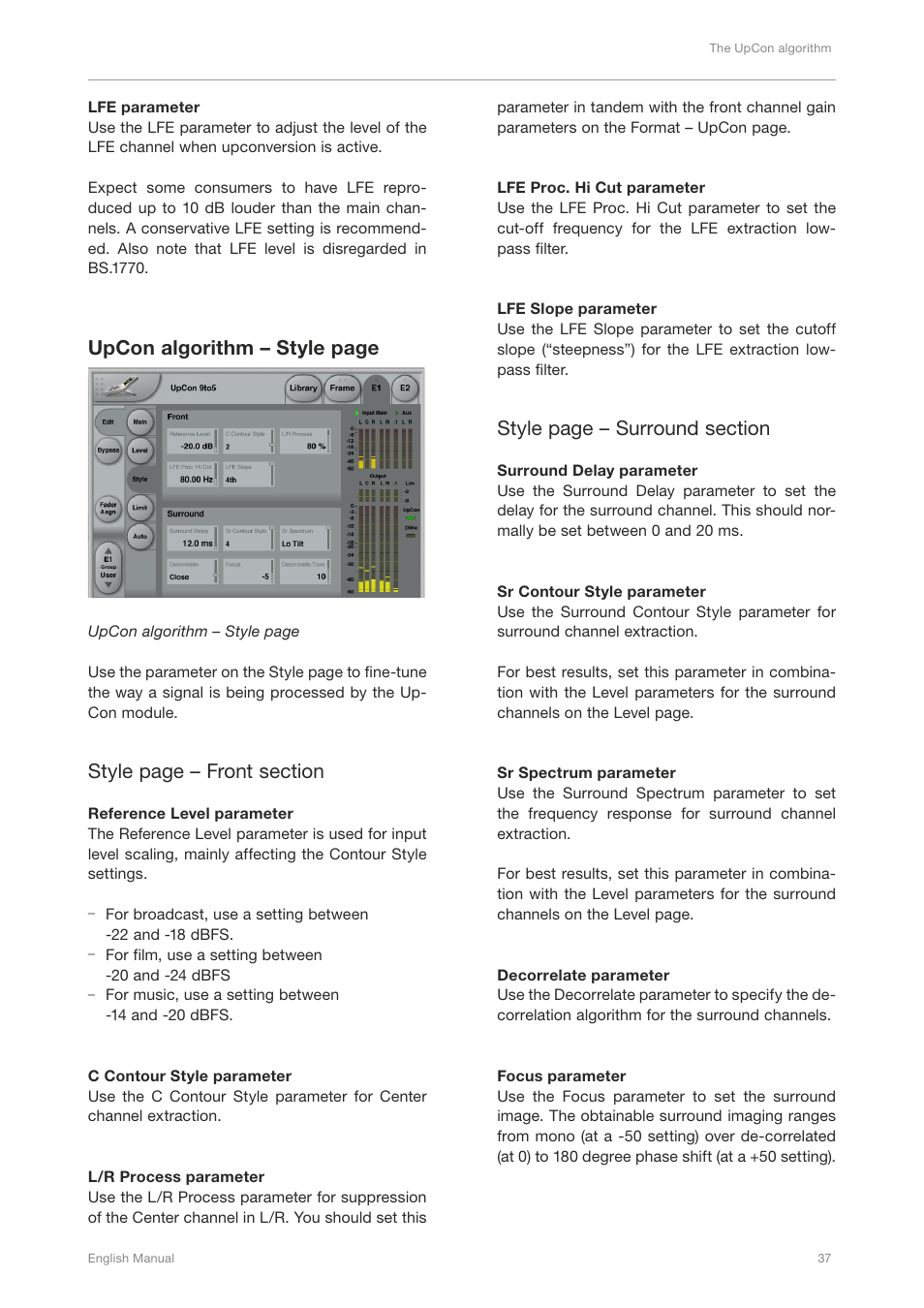 Upcon algorithm – style page | TC Electronic UpCon User Manual | Page 41 / 48