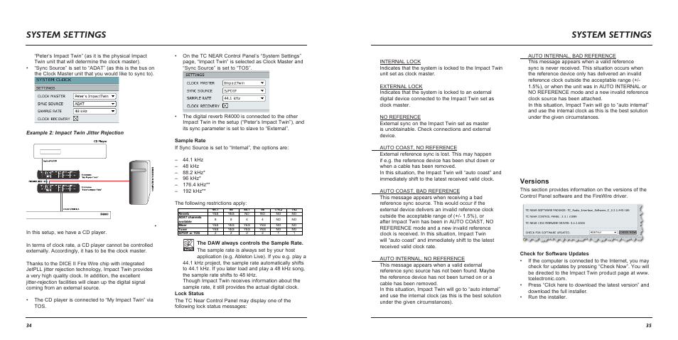 System settings, Versions | TC Electronic Impact Twin User Manual | Page 19 / 24