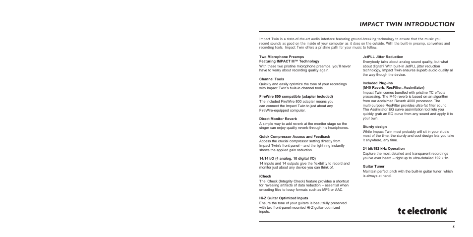 Impact twin introduction | TC Electronic Impact Twin User Manual | Page 4 / 24