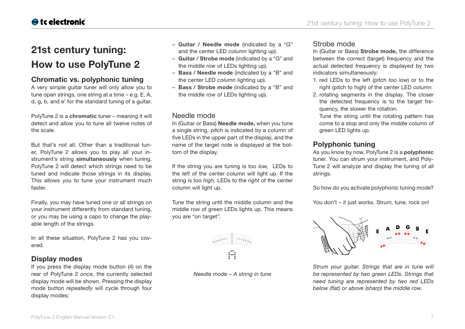 21st century tuning: how to use polytune 2, How to use polytune 2 | TC Electronic PolyTune 2 User Manual | Page 9 / 13