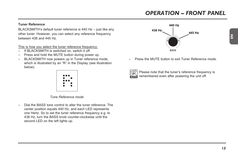 Operation – front panel | TC Electronic Blacksmith User Manual | Page 15 / 24