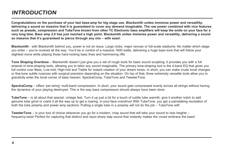 Introduction | TC Electronic Blacksmith User Manual | Page 6 / 24