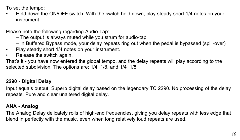 TC Electronic Flashback Delay User Manual | Page 10 / 18