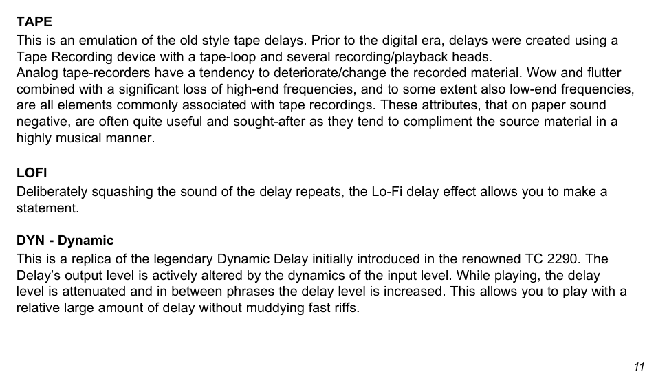 TC Electronic Flashback Delay User Manual | Page 11 / 18