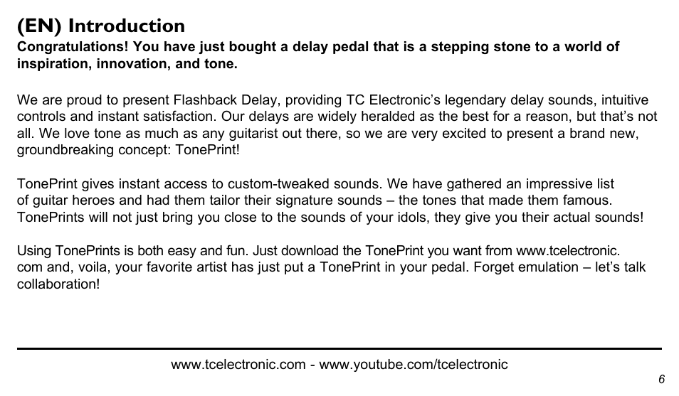 En) introduction | TC Electronic Flashback Delay User Manual | Page 6 / 18