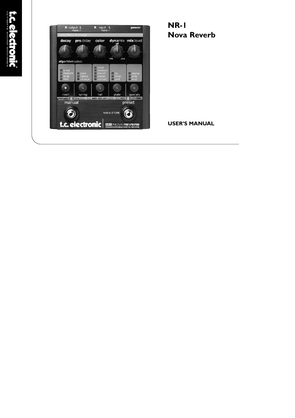 TC Electronic NR-1 Nova Reverb User Manual | 16 pages