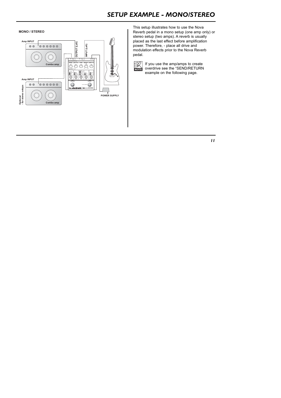 Setup example - mono/stereo, Programmable digital reverb, Mono / stereo | TC Electronic NR-1 Nova Reverb User Manual | Page 11 / 16