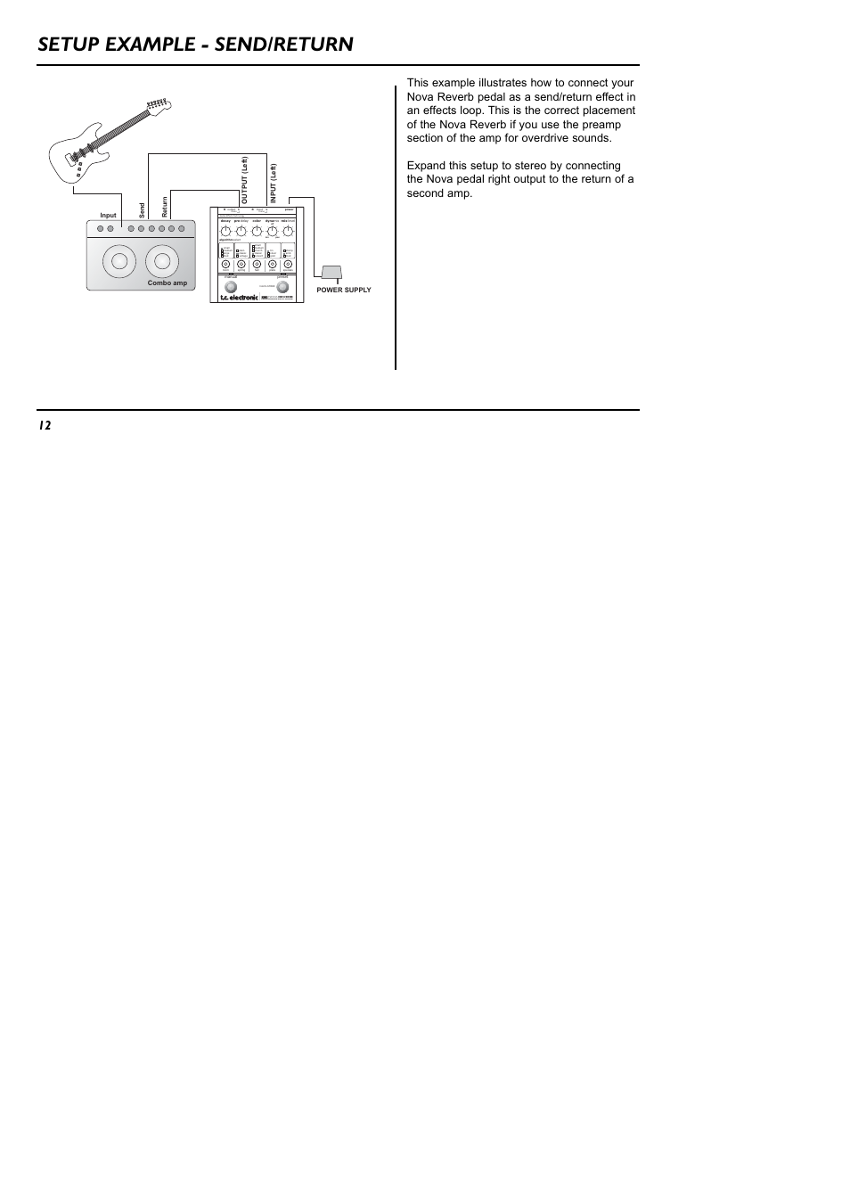 Setup example - send/return, Programmable digital reverb | TC Electronic NR-1 Nova Reverb User Manual | Page 12 / 16