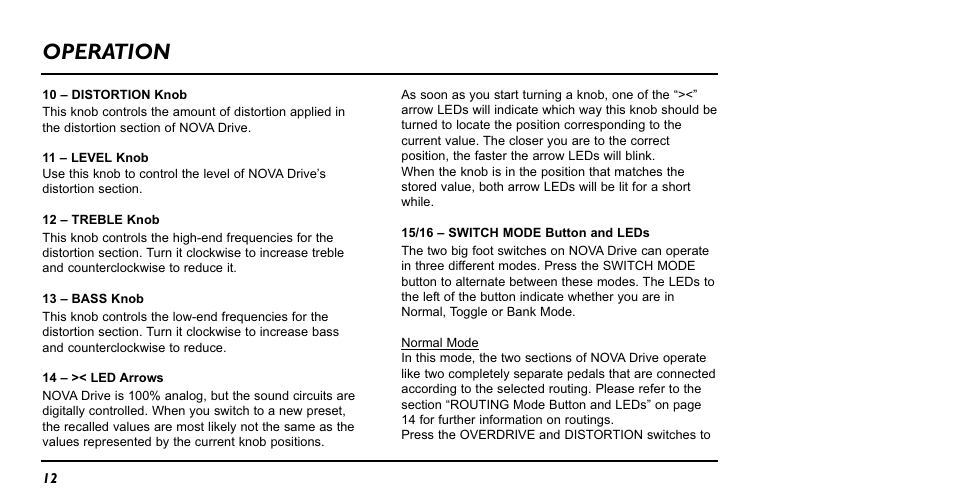 Operation | TC Electronic NDR-1 Nova Drive User Manual | Page 12 / 26