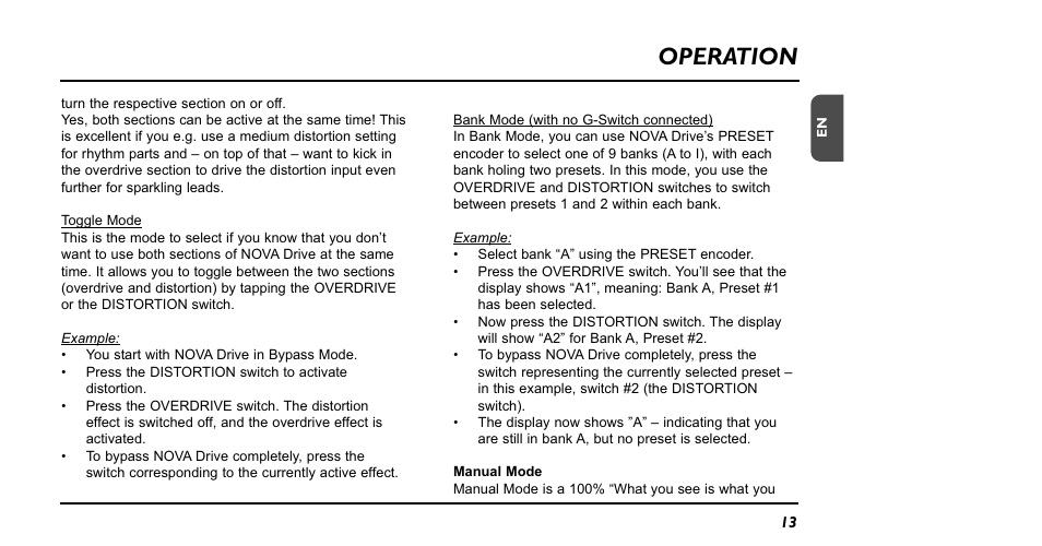 Operation | TC Electronic NDR-1 Nova Drive User Manual | Page 13 / 26