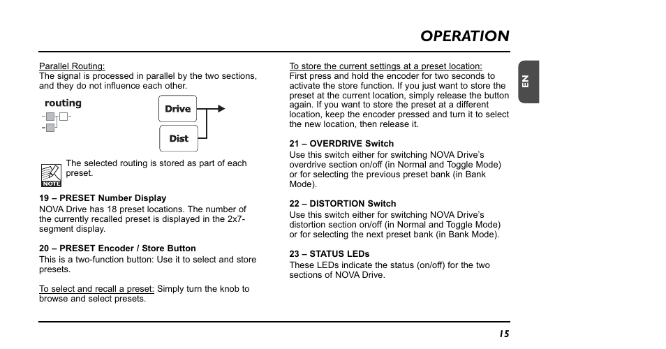 Operation | TC Electronic NDR-1 Nova Drive User Manual | Page 15 / 26