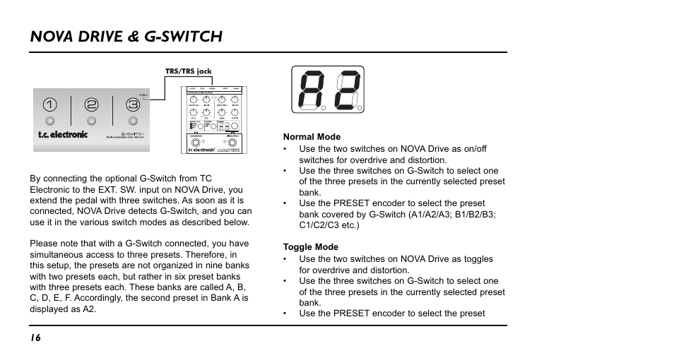 Nova drive & g-switch | TC Electronic NDR-1 Nova Drive User Manual | Page 16 / 26