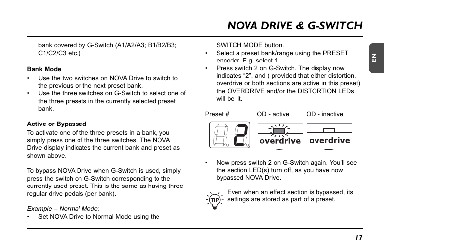 Nova drive & g-switch | TC Electronic NDR-1 Nova Drive User Manual | Page 17 / 26
