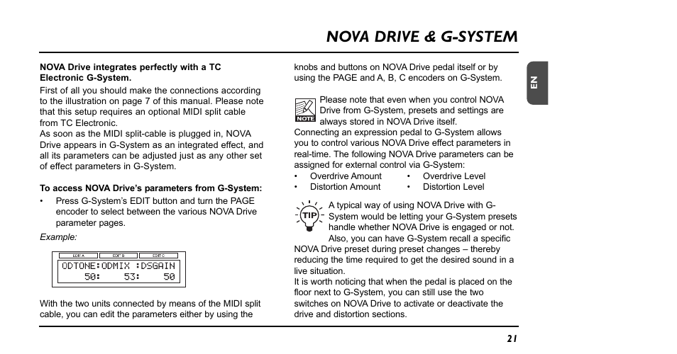 Nova drive & g-system | TC Electronic NDR-1 Nova Drive User Manual | Page 21 / 26