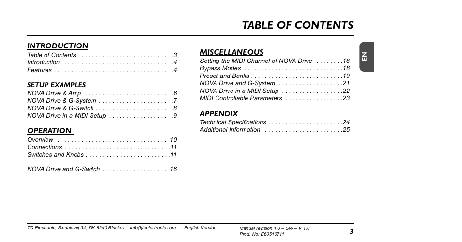 TC Electronic NDR-1 Nova Drive User Manual | Page 3 / 26