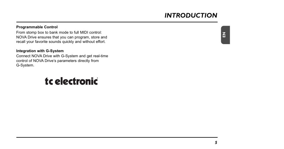 Introduction | TC Electronic NDR-1 Nova Drive User Manual | Page 5 / 26