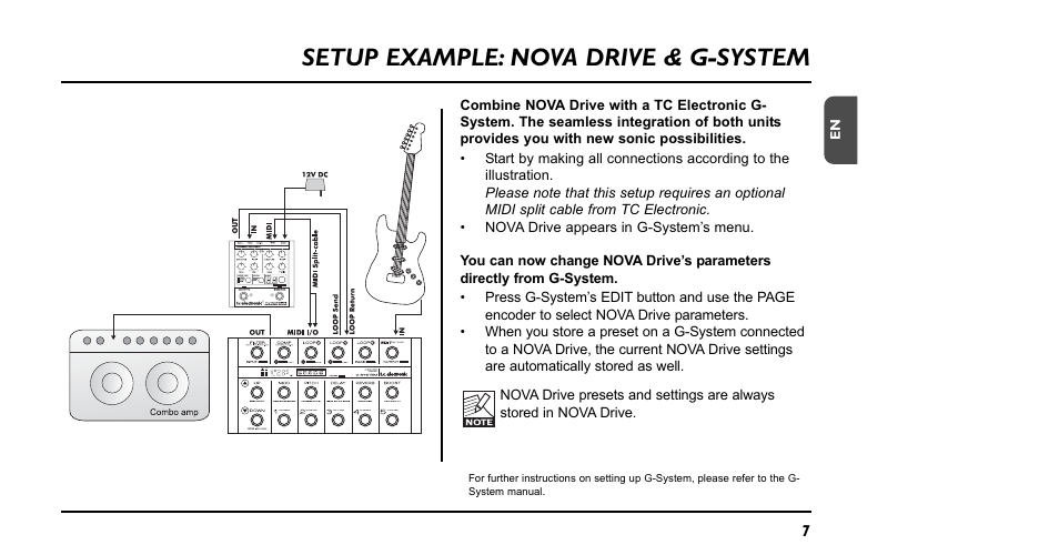 Setup example: nova drive & g-system | TC Electronic NDR-1 Nova Drive User Manual | Page 7 / 26