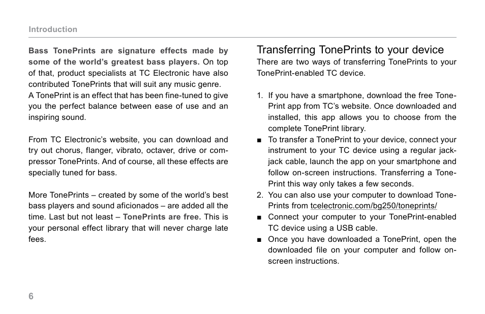 Transferring toneprints to your device | TC Electronic BG250-210 User Manual | Page 10 / 22