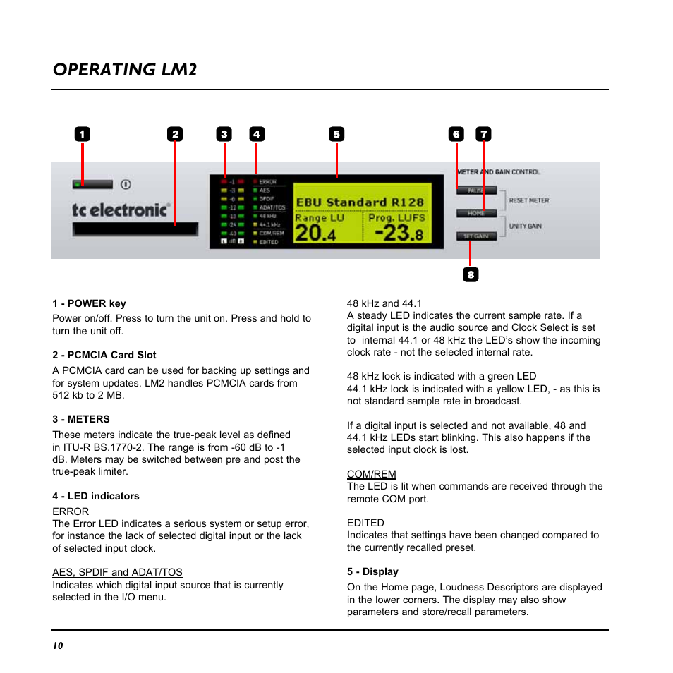 Overview operating lm2 | TC Electronic LM2 User Manual | Page 10 / 46