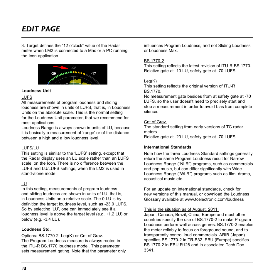 Edit page | TC Electronic LM2 User Manual | Page 18 / 46