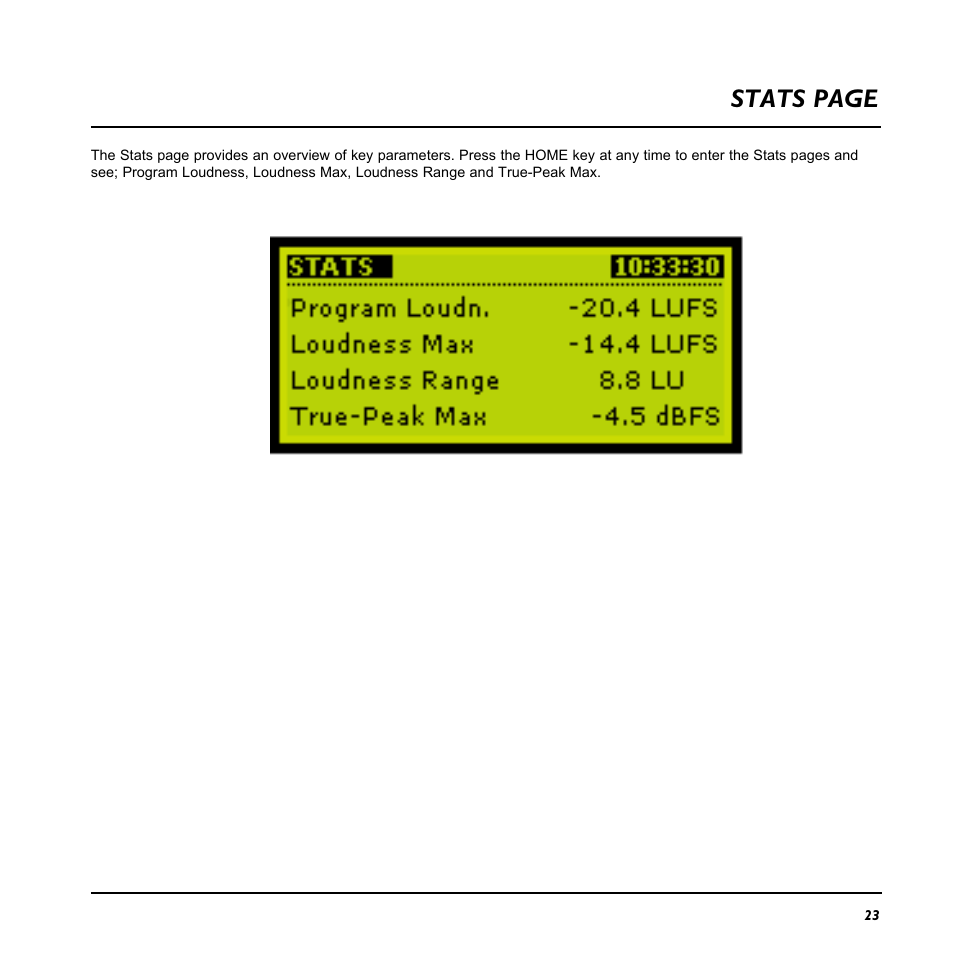Stats page | TC Electronic LM2 User Manual | Page 23 / 46