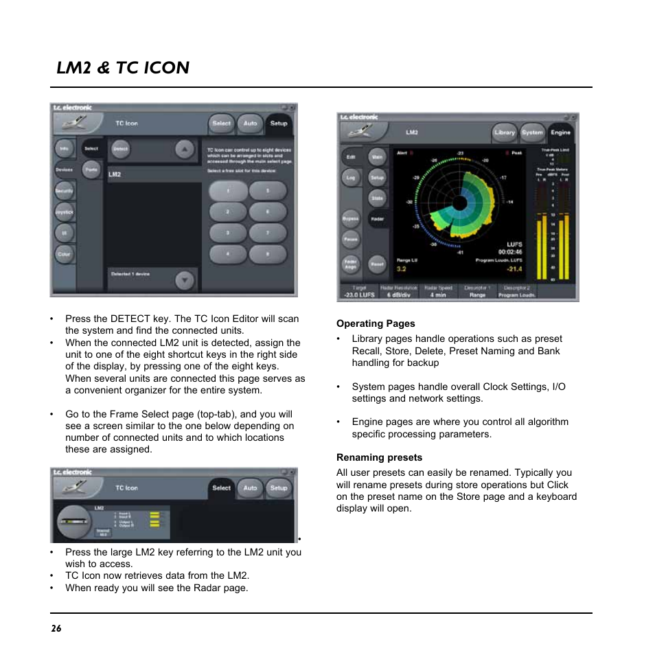 Lm2 & tc icon | TC Electronic LM2 User Manual | Page 26 / 46