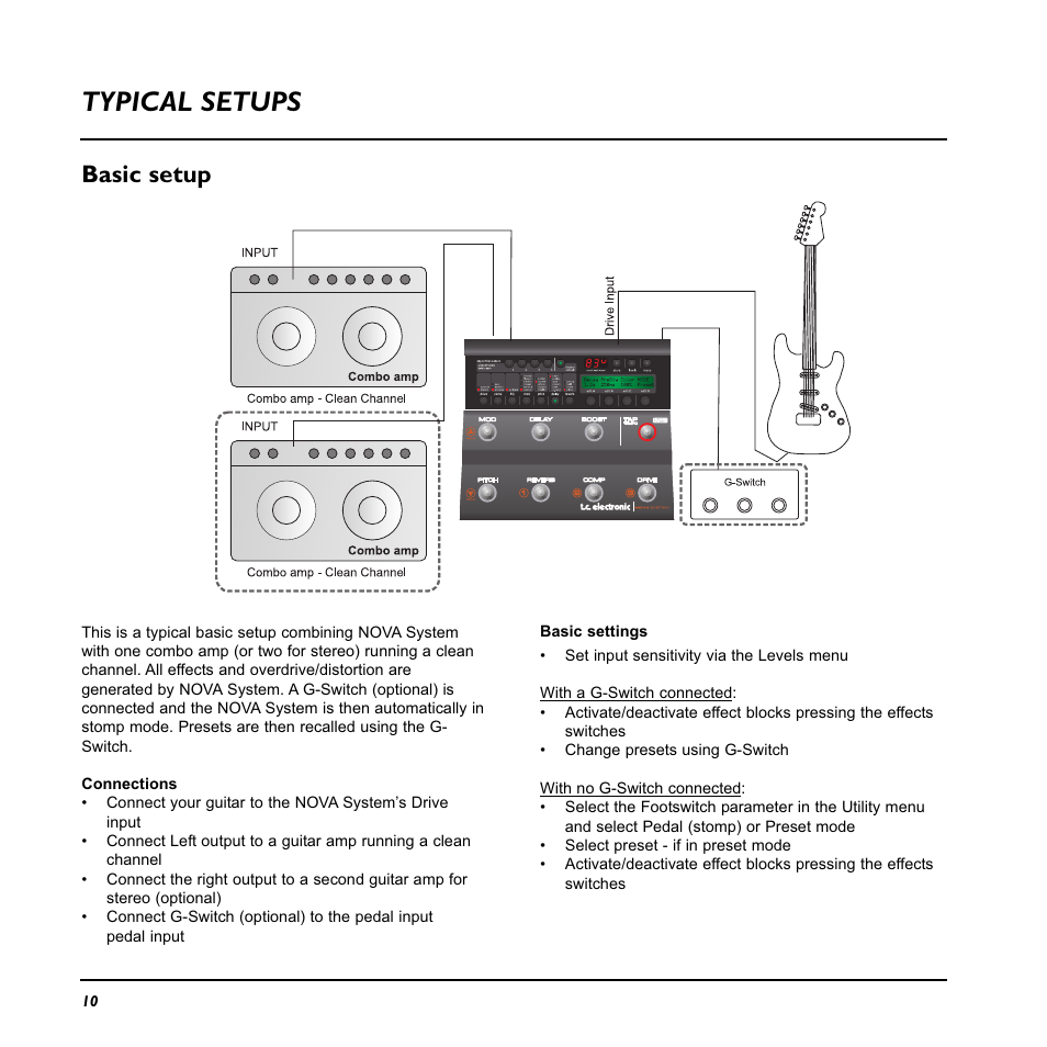 Typical setups, Basic setup | TC Electronic Nova System User Manual | Page 10 / 46