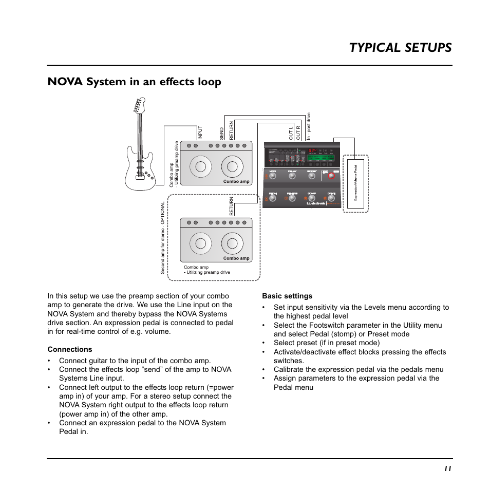 Typical setups, Nova system in an effects loop | TC Electronic Nova System User Manual | Page 11 / 46