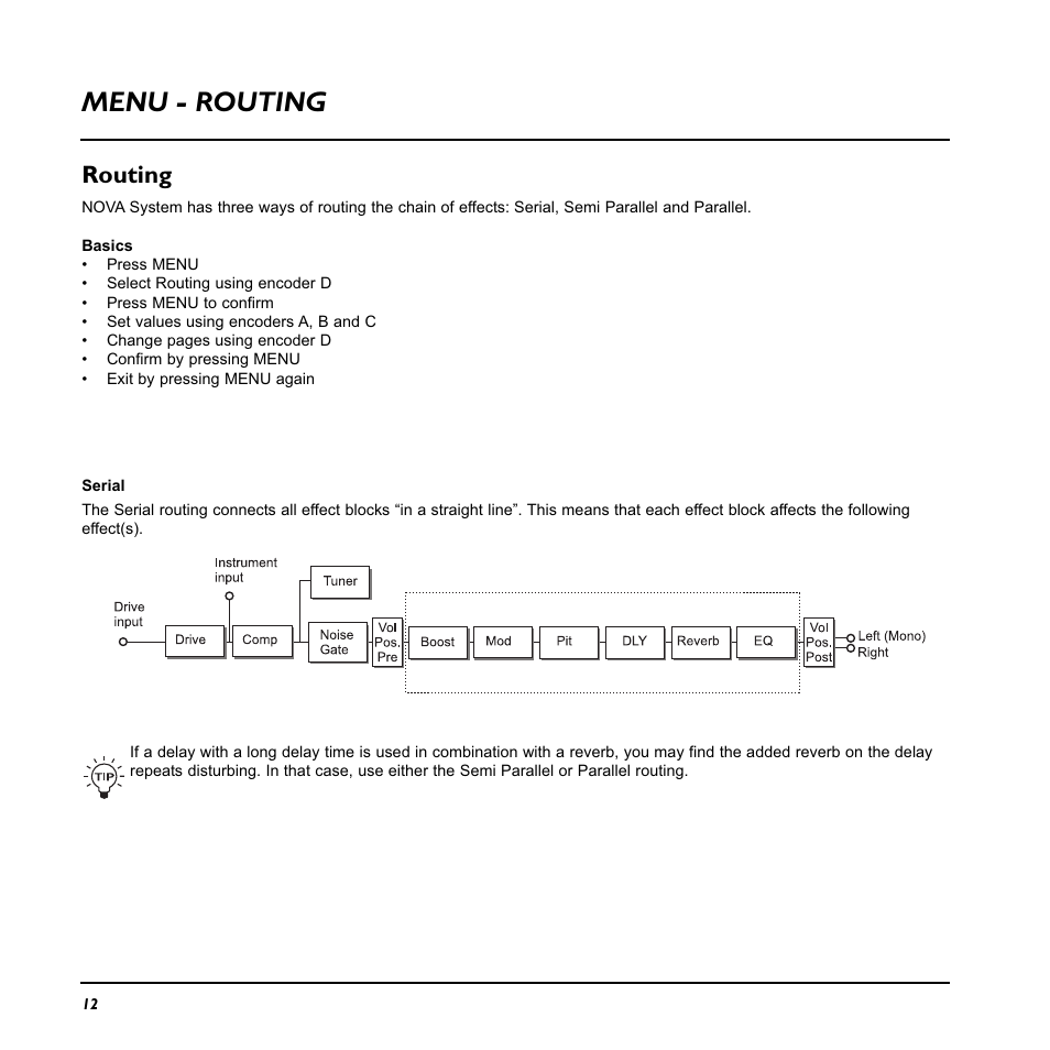 Menu - routing, Routing | TC Electronic Nova System User Manual | Page 12 / 46