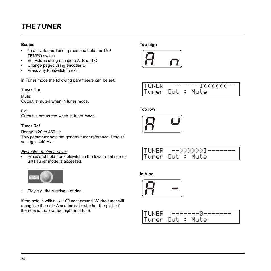 The tuner | TC Electronic Nova System User Manual | Page 20 / 46