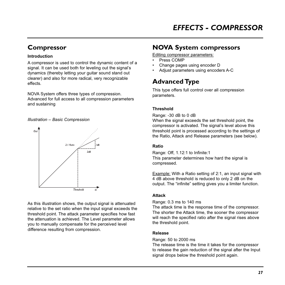 Effects - compressor, Compressor, Nova system compressors | Advanced type | TC Electronic Nova System User Manual | Page 27 / 46