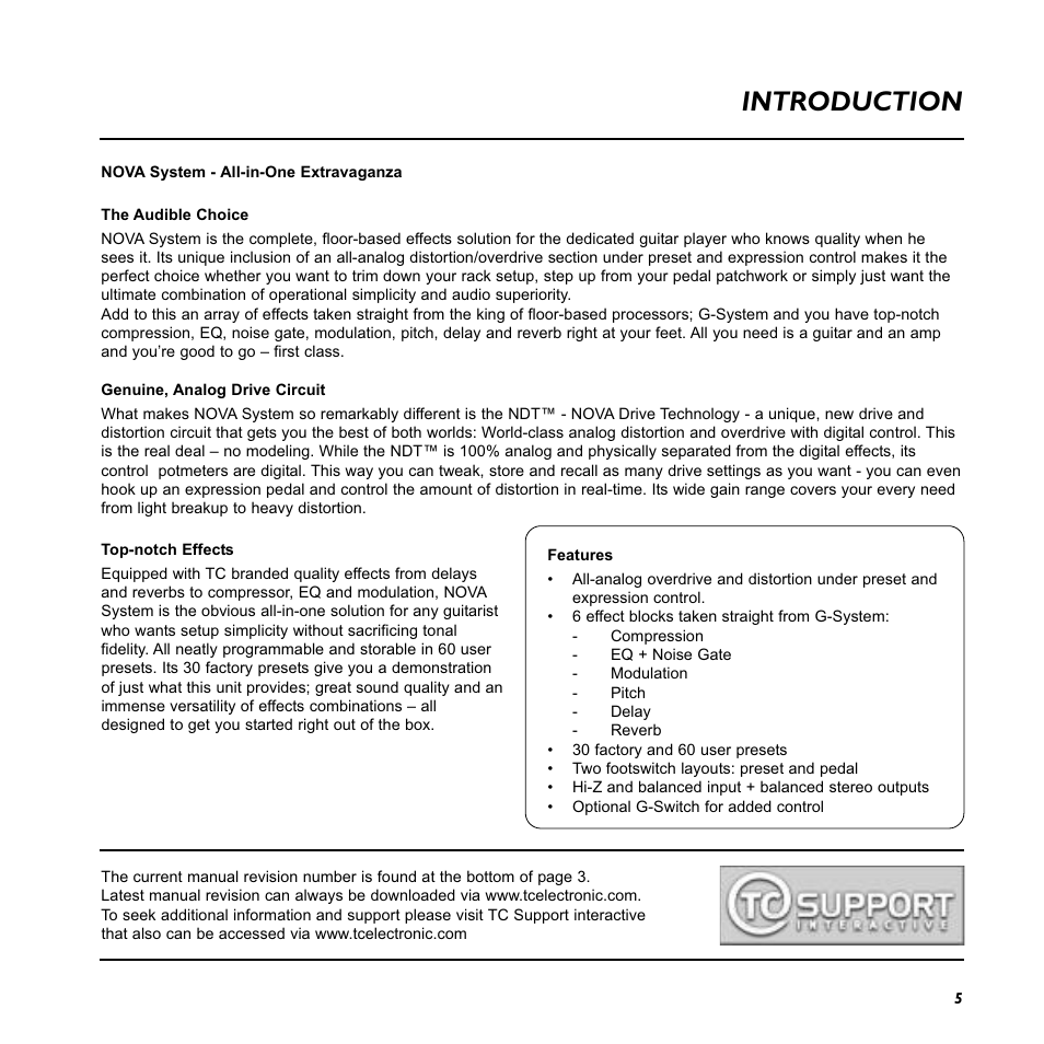 Introduction | TC Electronic Nova System User Manual | Page 5 / 46