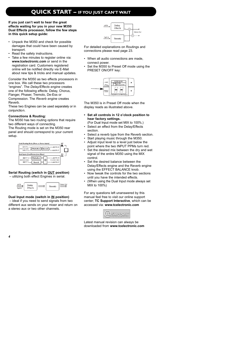 Quick start, If you just can’t wait | TC Electronic M350 User Manual | Page 6 / 34