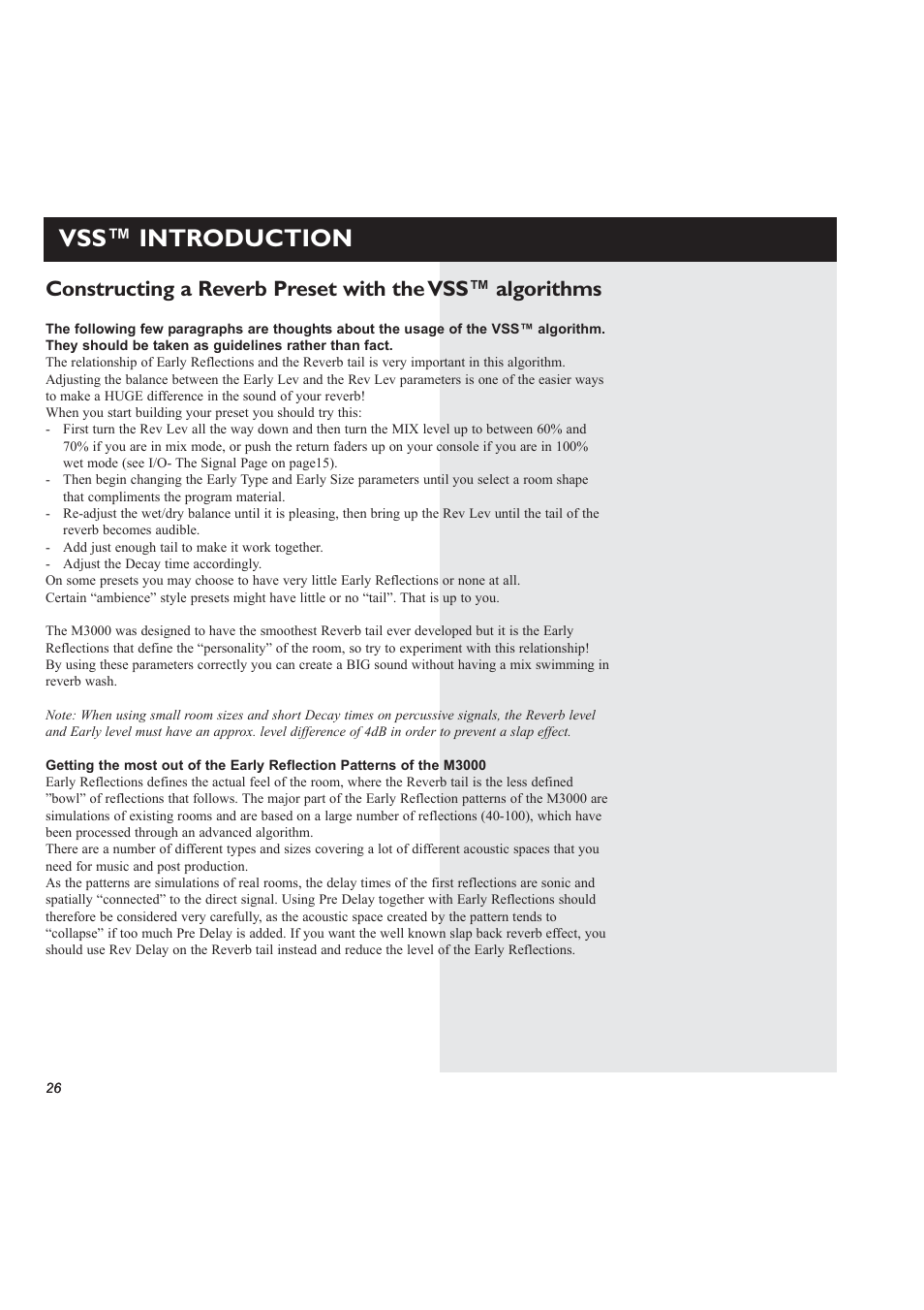 Vss™ introduction | TC Electronic M3000 User Manual | Page 28 / 78