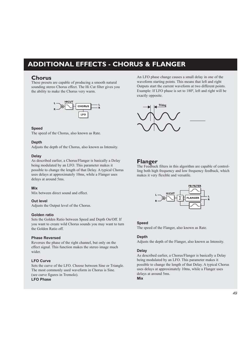 Additional effects - chorus & flanger, Chorus, Flanger | TC Electronic M3000 User Manual | Page 51 / 78