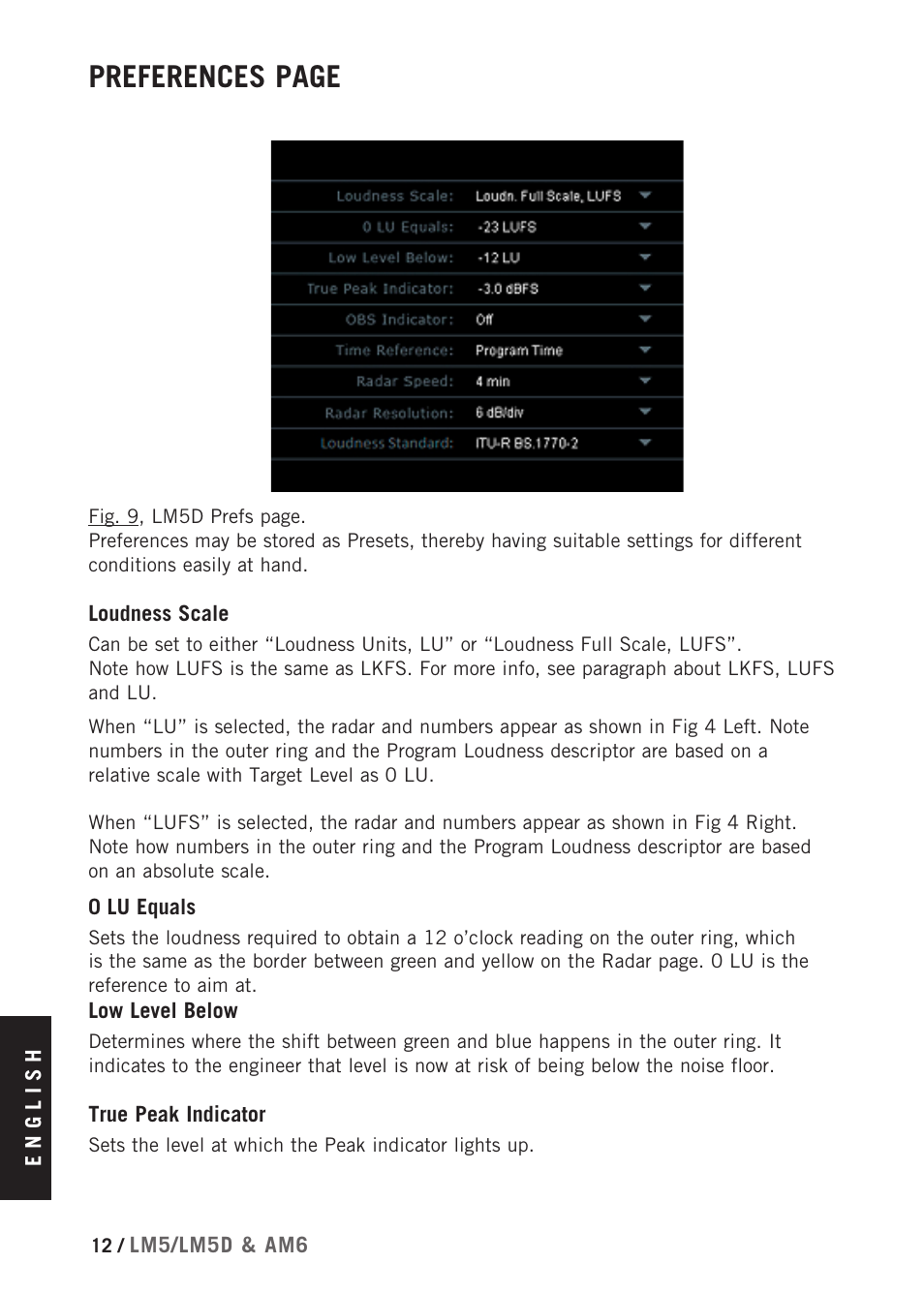 Preferences page | TC Electronic Radar Meter Bundle TDM User Manual | Page 14 / 24