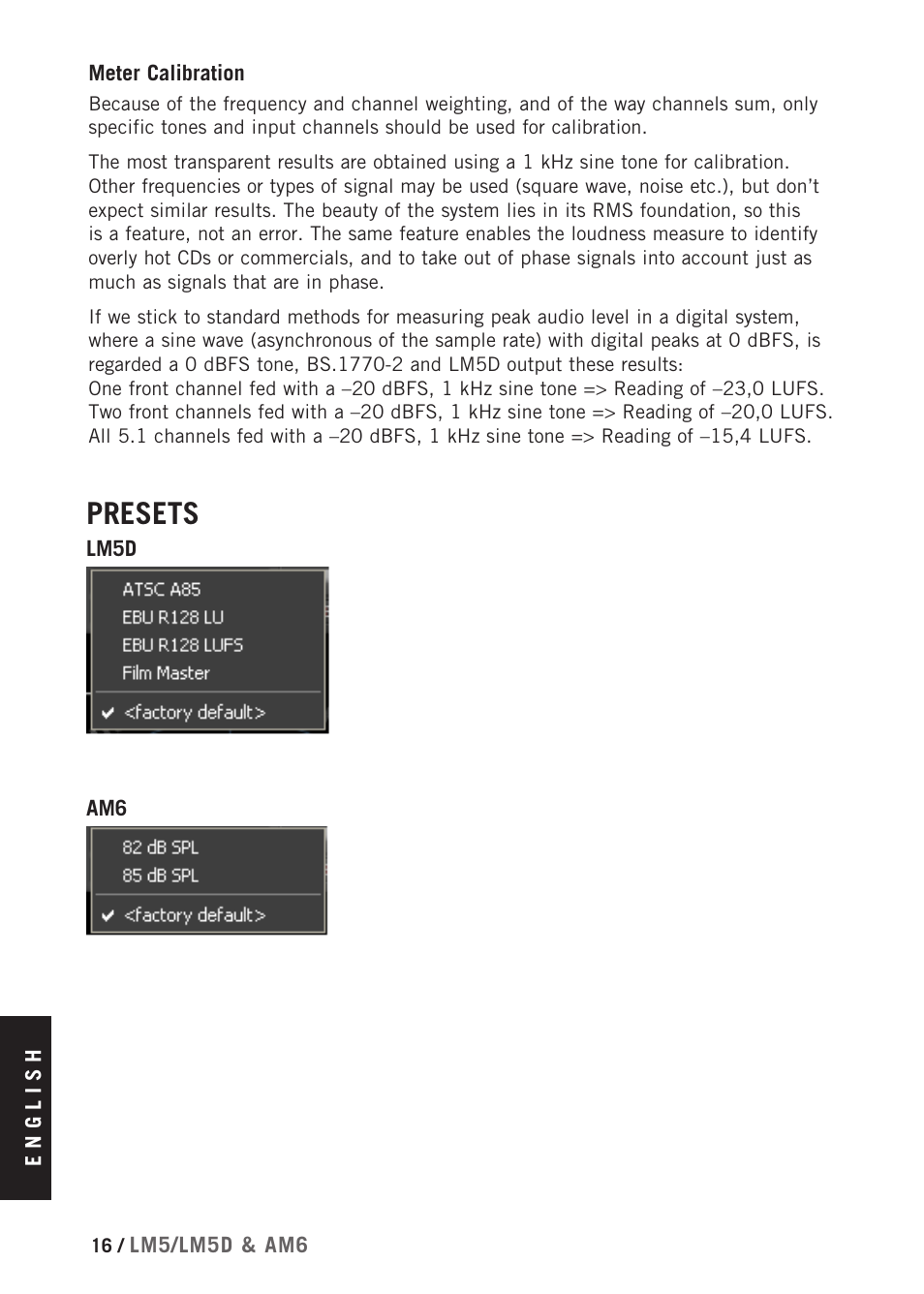 Presets | TC Electronic Radar Meter Bundle TDM User Manual | Page 18 / 24