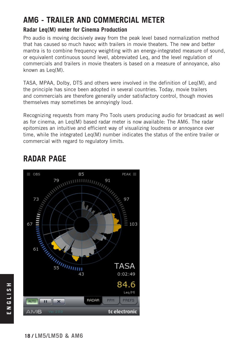 Am6 - trailer and commercial meter, Radar page | TC Electronic Radar Meter Bundle TDM User Manual | Page 20 / 24