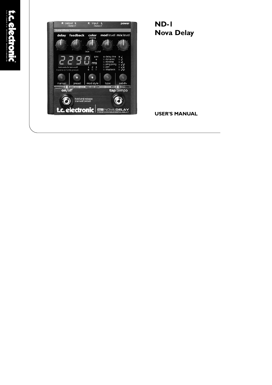 TC Electronic ND-1 Nova Delay User Manual | 20 pages