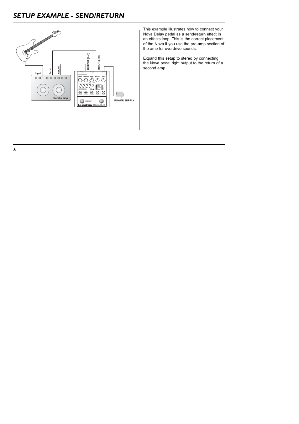 Setup example - send/return, Hold subdiv for bpm on/off, Programmable digital delay | TC Electronic ND-1 Nova Delay User Manual | Page 6 / 20