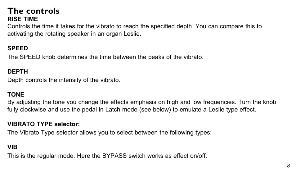 The controls | TC Electronic Shaker Vibrato User Manual | Page 8 / 13