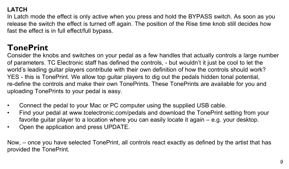 Toneprint | TC Electronic Shaker Vibrato User Manual | Page 9 / 13